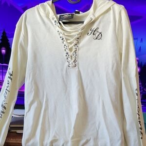 Harley-Davidson Cream Lace-Up Hoodie